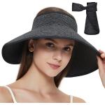 Chapeaux de paille noirs en paille 56 cm Taille 3 XL look fashion pour femme en promo 