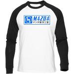 Mazda T-Shirt De Baseball Blanc Unisexe À Manches Longues Noir