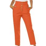 Pantalons de randonnée orange à carreaux en velours à motif poule imperméables Taille M style ethnique pour femme 