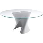 MDF ITALIA table ronde S TABLE 140 cm (Blanc Opaque - structure en Cristalpant / pleateau en cristal transparent)