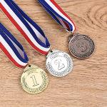 Swpeet Lot de 3 médailles de récompense en métal doré et argenté avec  ruban, style olympique