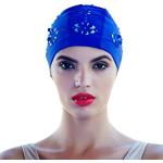 Bonnets de bain bleus à fleurs en nylon imperméables respirants Tailles uniques pour femme en promo 