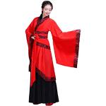 Meijunter Style Chinois Hanfu Robe Femmes Traditionnel Ancien Performance sur scène Costume de Danse Fée Jupe (Rouge Noir,36)