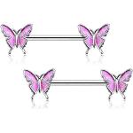 Piercings téton roses en acier chirurgical à motif papillons classiques pour femme en promo 