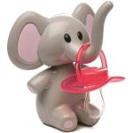 Attache sucettes gris plomb en plastique à motif éléphants 