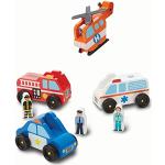 Melissa & Doug Wooden Emergency Vehicle Set , Wooden Vehicles, Cars & Trains , 2+ , Gift for Boy or Girl