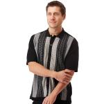 Men’s Short Sleeve Knit Sports Shirt - Modern Polo Vintage Classics: Mélange Panel (Medium, Black)