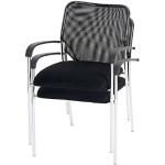 Mendler Lot de 2 chaises de conférence/Visiteur Tulsa, empilable, Tissu - siège Noir, Dossier Noir