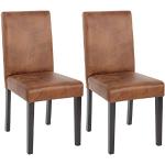 Chaises design Mendler marron en cuir synthétique en lot de 2 modernes 