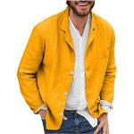 Vestes de costume de printemps jaunes en lin respirantes Taille XXL classiques pour homme 