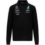 Polos brodés noirs à rayures en jersey F1 Mercedes AMG Petronas à manches longues Taille 3 XL look fashion pour homme 