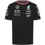 T-shirts à imprimés noirs à rayures en polyester F1 Mercedes AMG Petronas à col rond Taille L pour homme 