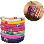 Bracelets multicolores en argile à perles fantaisie en lot de 10 style bohème pour enfant 