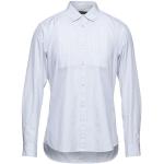 Chemises Messagerie blanches à rayures en coton rayées à manches longues classiques pour homme 