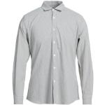 Chemises Messagerie blanches à rayures en toile rayées à manches longues classiques pour homme 