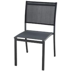 METRO Professional Chaise de terrasse CALYPSO II, textilène/aluminium, 57 x 48 x 87 cm, empilable, gris foncé - gris aluminium 4337255331310