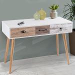 Meuble console scandinave bois blanc 105 cm