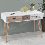 Meuble console scandinave bois blanc 105 cm
