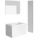 Meuble de salle de bain NORDIK blanc ultra mat 80 cm + plan vasque STYLE + miroir DEKO 80x60 cm + colonne