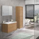 Meuble de salle de bain SORENTO couleur chêne clair 80 cm + plan vasque STYLE + miroir DEKO 80x60cm + colonne