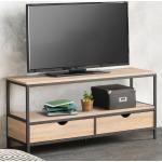 Meubles TV en bois marron en métal avec tiroirs industriels en promo 
