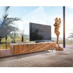 Meubles TV en teck gris acier laqués en bois massif 