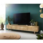 Meubles TV en bois dorés en manguier style ethnique 