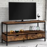 Meubles TV en bois marron à effet vieilli en métal industriels 