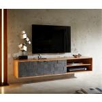 Meubles TV design gris acier en bois massif 