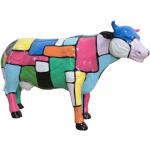 Statuettes multicolores laquées en résine à motif vaches de 39 cm 