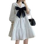 Mfacl Mignon Lolita Robe Jupe Robe d'été Robe Blanche Femmes Kawaii Arc Mini Robes été Style Preppy Mignon Harajuku Tenue Vintage surdimensionnée (Color : White, Size : XL)