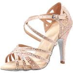Chaussures de tango beiges en caoutchouc à strass à boucles Pointure 37,5 look fashion pour femme 