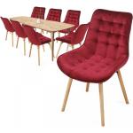 Chaises en bois Miadomodo rouge foncé en hêtre en lot de 8 scandinaves 