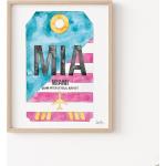 Miami Print, Mia Airport Code Art, Luggage Tag Affiche De Voyage, Décor Mural Voyage