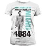 Miami Vice Officiellement Marchandises sous Licence Don Johnson is Crockett Femme T-Shirt (Blanc), XX-Large