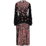 Robes fleuries de créateur Michael Kors noires à fleurs en soie midi à manches longues à col rond Taille XXS pour femme 