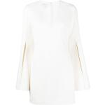 Robes en laine de créateur Michael Kors blanches en fibre synthétique à manches longues à col en V pour femme 