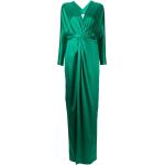 Robes de soirée longues Michelle Mason vertes maxi à manches longues à col en V pour femme 