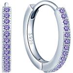 Boucles d'oreilles violettes en cristal à perles en argent look fashion pour femme 