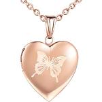 Pendentifs coeur roses en acier à motif papillons personnalisés look fashion pour enfant 