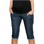 Mija - Capri Denim Pantacourt en jeans de maternité pantalons courts 9046 (EU 44, Foncé Bleu)