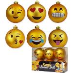 mikamax - Boules de Noël - Emoji Christmas Balls - Jeu de 6 Boules - Ornements de Noël - 8 cm