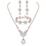 Parures de bijoux roses en cristal à perles de mariage look fashion pour femme 