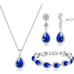Parures de bijoux bleues en cristal à strass de mariage classiques pour femme 