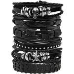 Bracelets noirs en cuir à perles fantaisie look Punk 