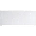 Miliboo Buffet Design Blanc laqué Brillant 2 Portes 3 tiroirs L180 cm TED