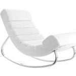 Miliboo - Rocking chair design blanc et acier chromé taylor - Blanc
