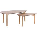 Tables basses rectangulaires marron en chêne inspirations zen en lot de 2 scandinaves 