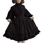 Robes en dentelle vintage noires en dentelle à capuche à manches longues Taille 3 XL plus size look médiéval pour femme 