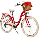 Vélos rouges en aluminium 7 vitesses pour femme 